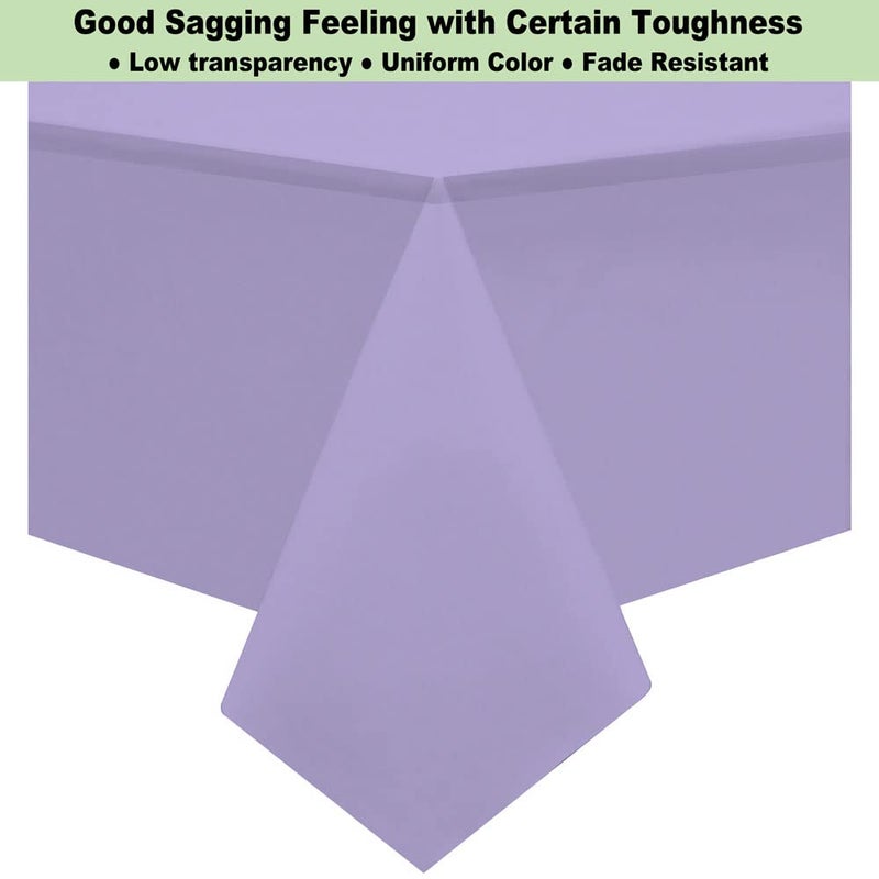 rebdng Plastic Lavender Tablecloths 3 Pack Mauve Disposable Table Covers 54"" x 108"" Lilac PEVA Table Cloths for Parties Bridal Shower Engagement Wedding Birthday Banquet  Fits 6 to 8 Foot Rectangle Tables - Image 3